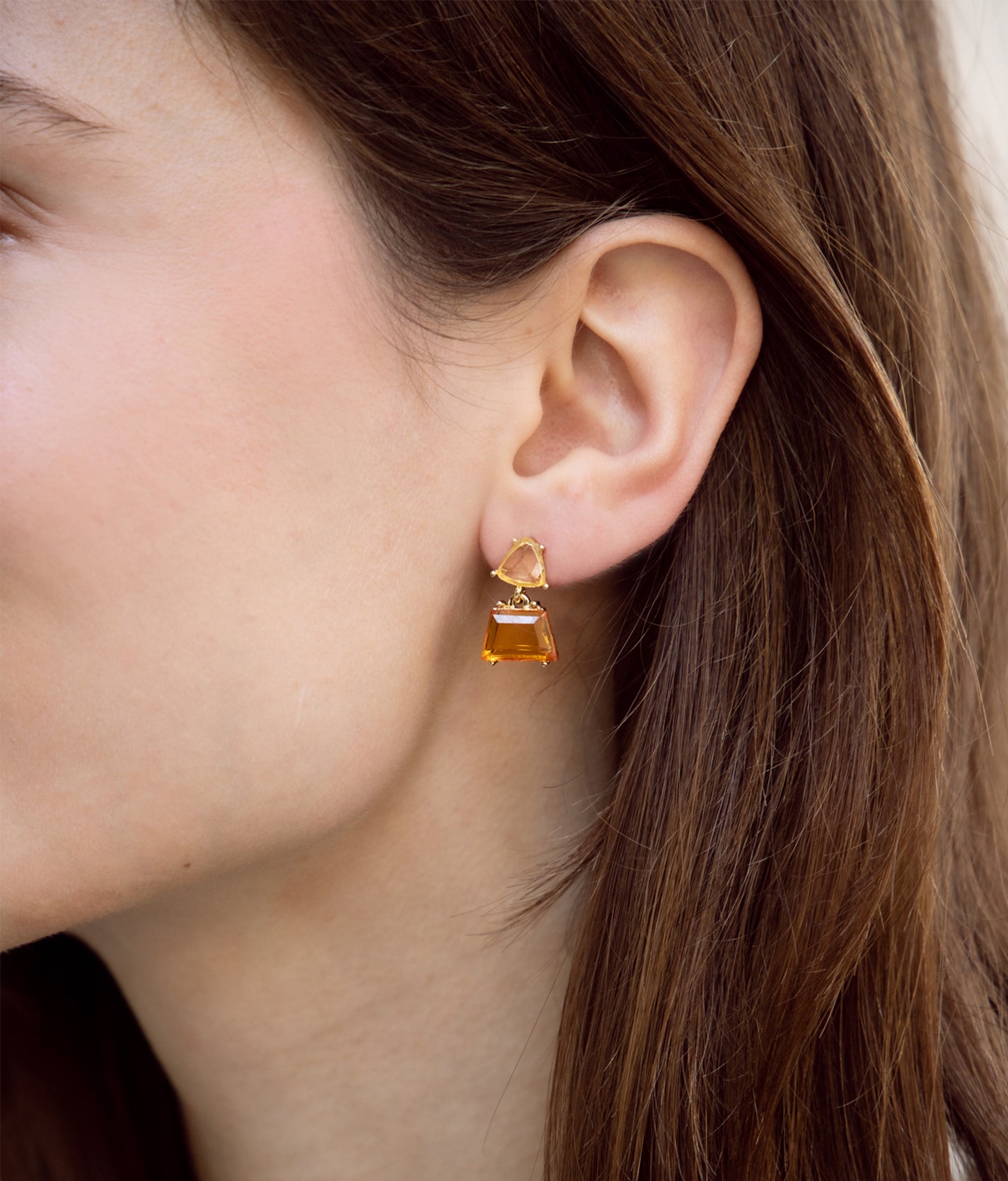 Citrine Orange Gem Drop Earrings