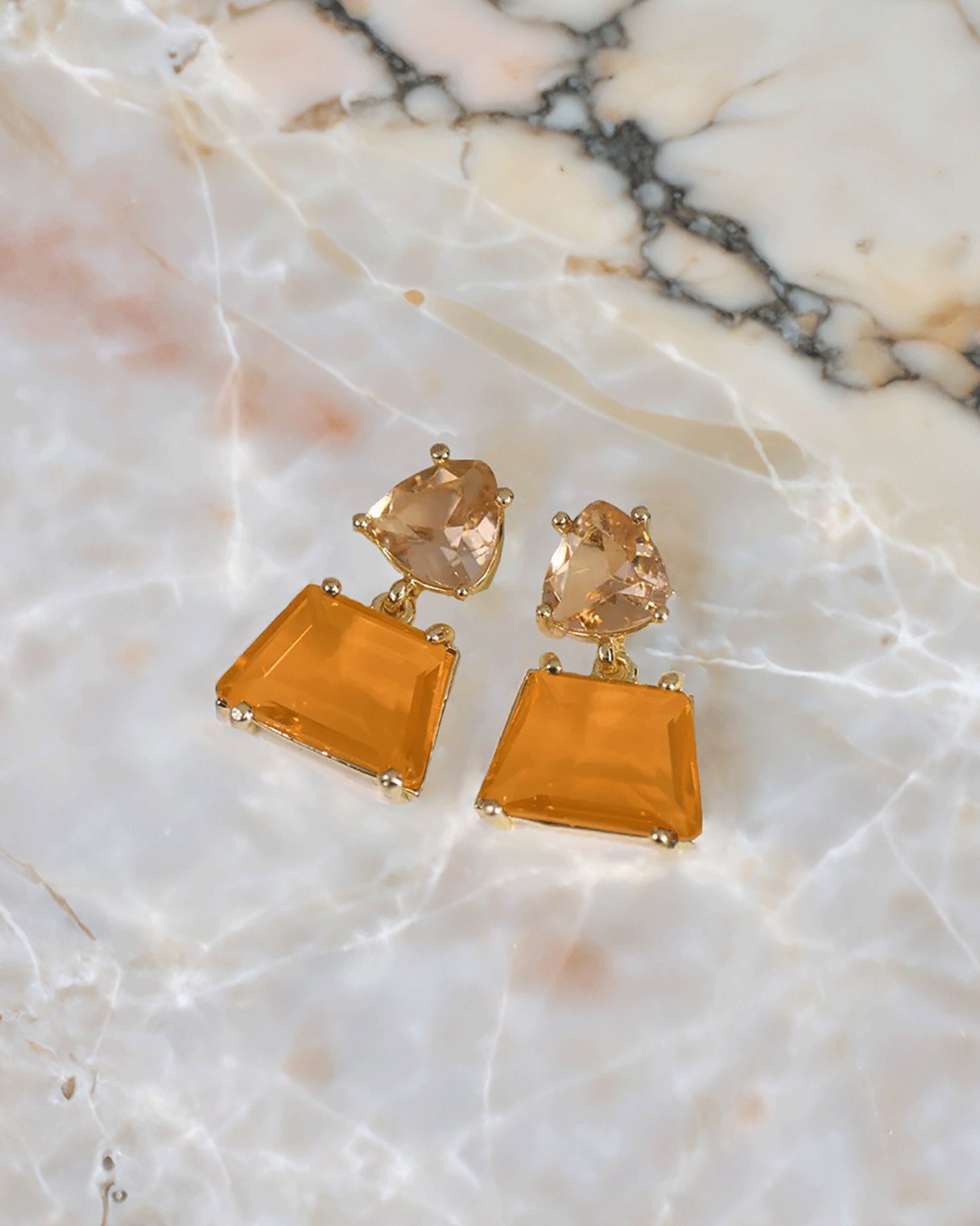 Citrine Orange Gem Drop Earrings