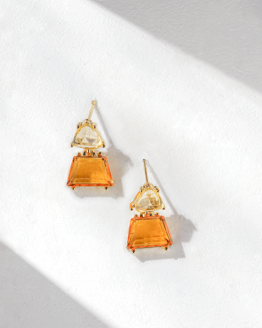 Citrine Orange Gem Drop Earrings