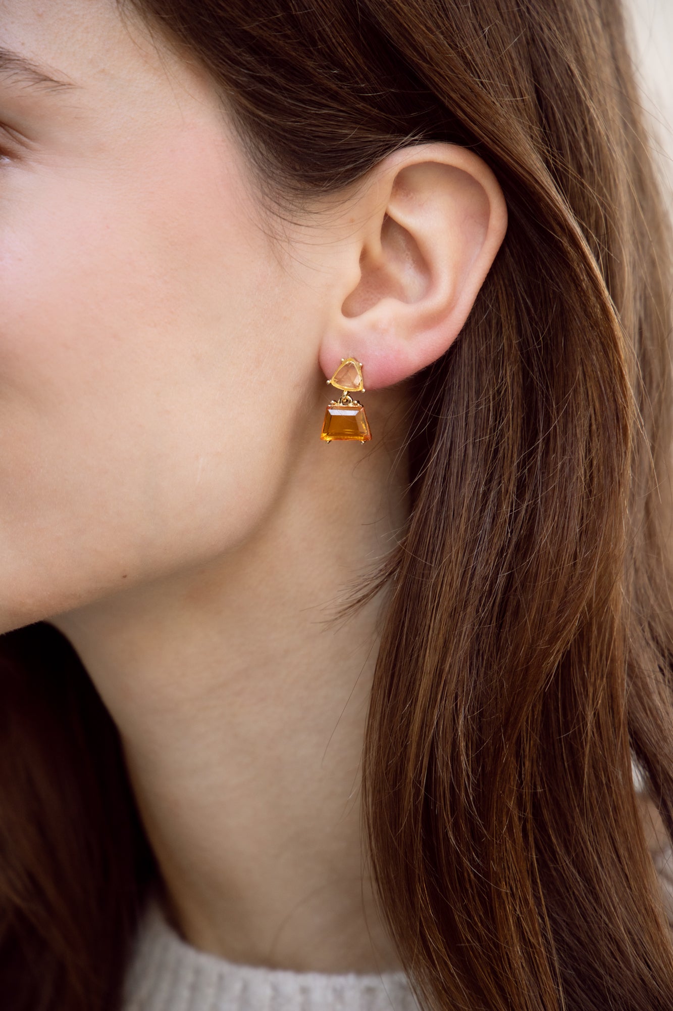 Citrine Orange Gem Drop Earrings